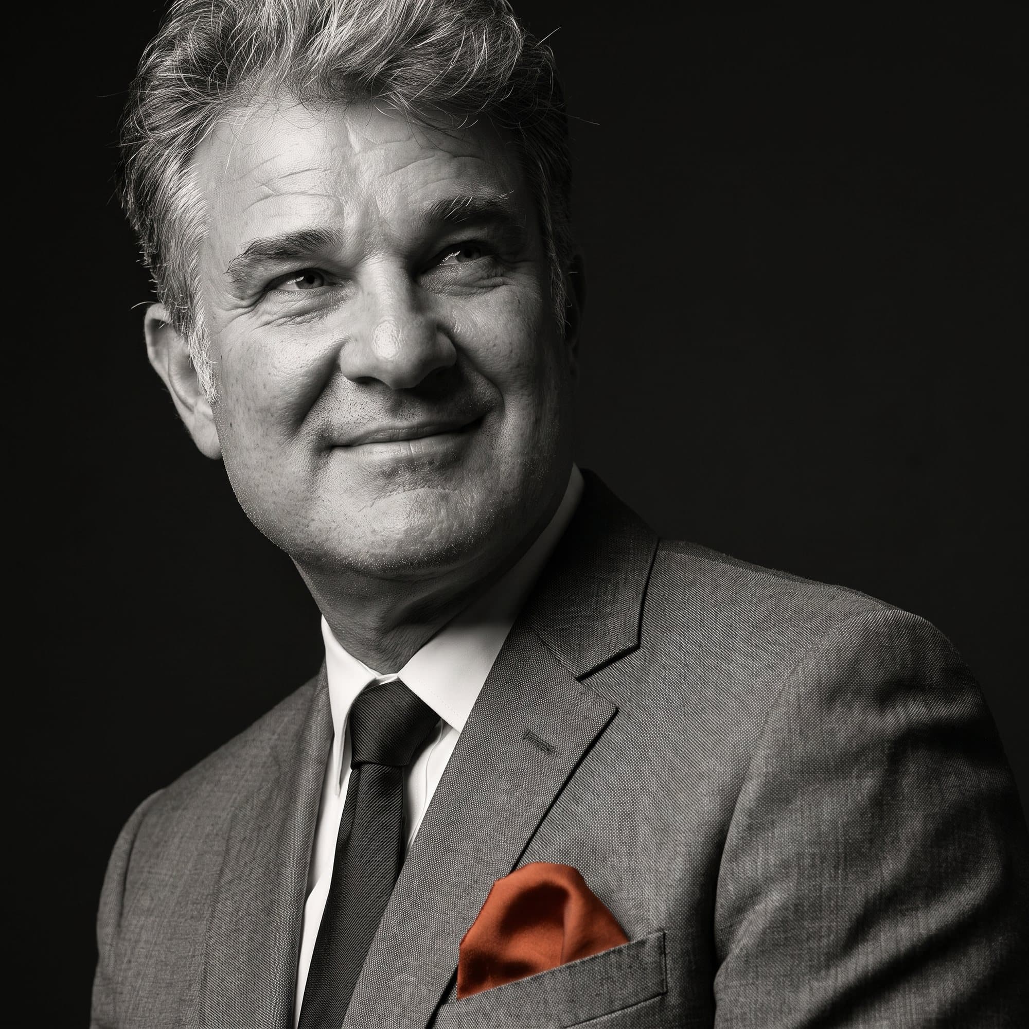 Daniel Santos Cori — Grey suit · dark